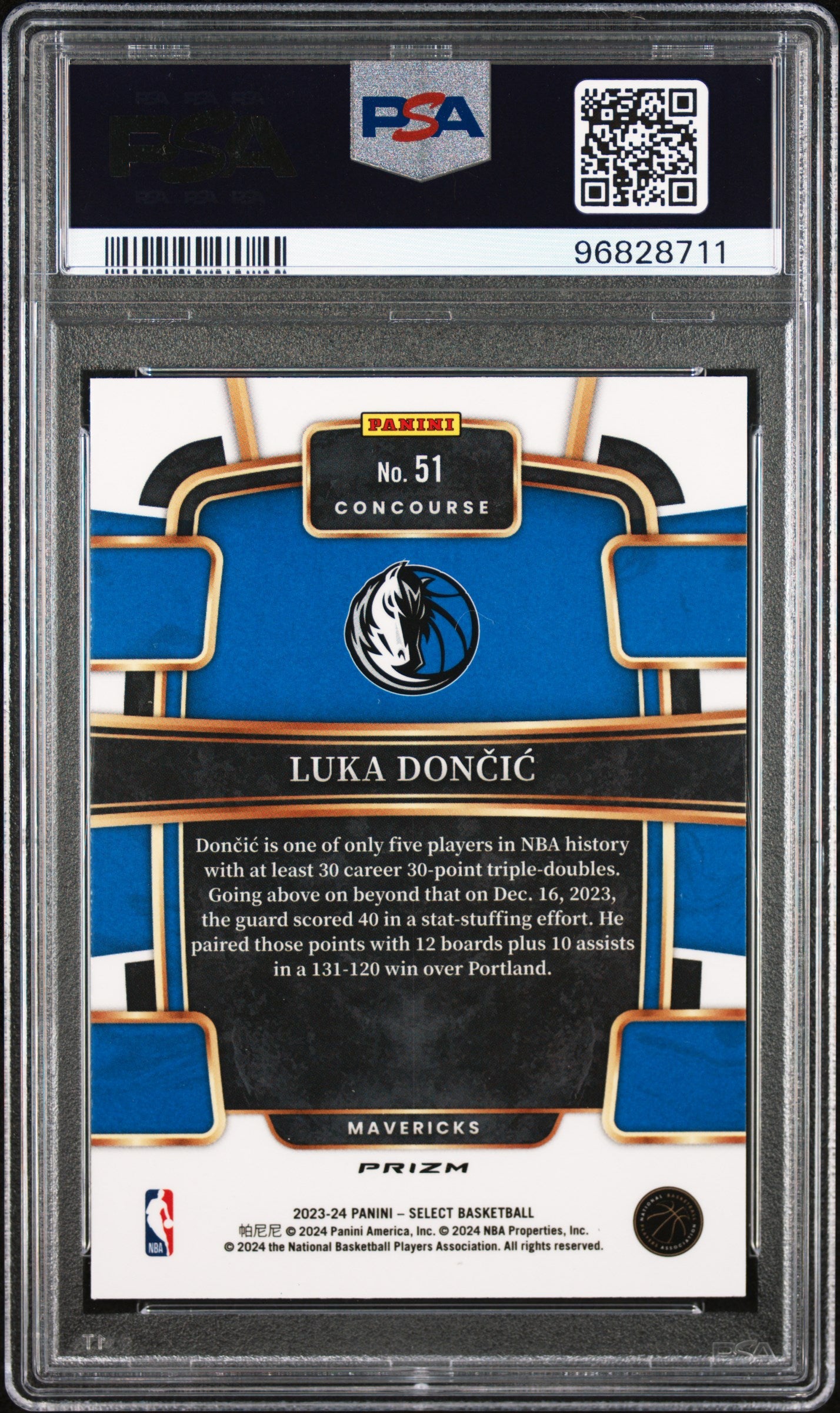 2023 Panini Select Luka Doncic #51 Green Shock PSA 9