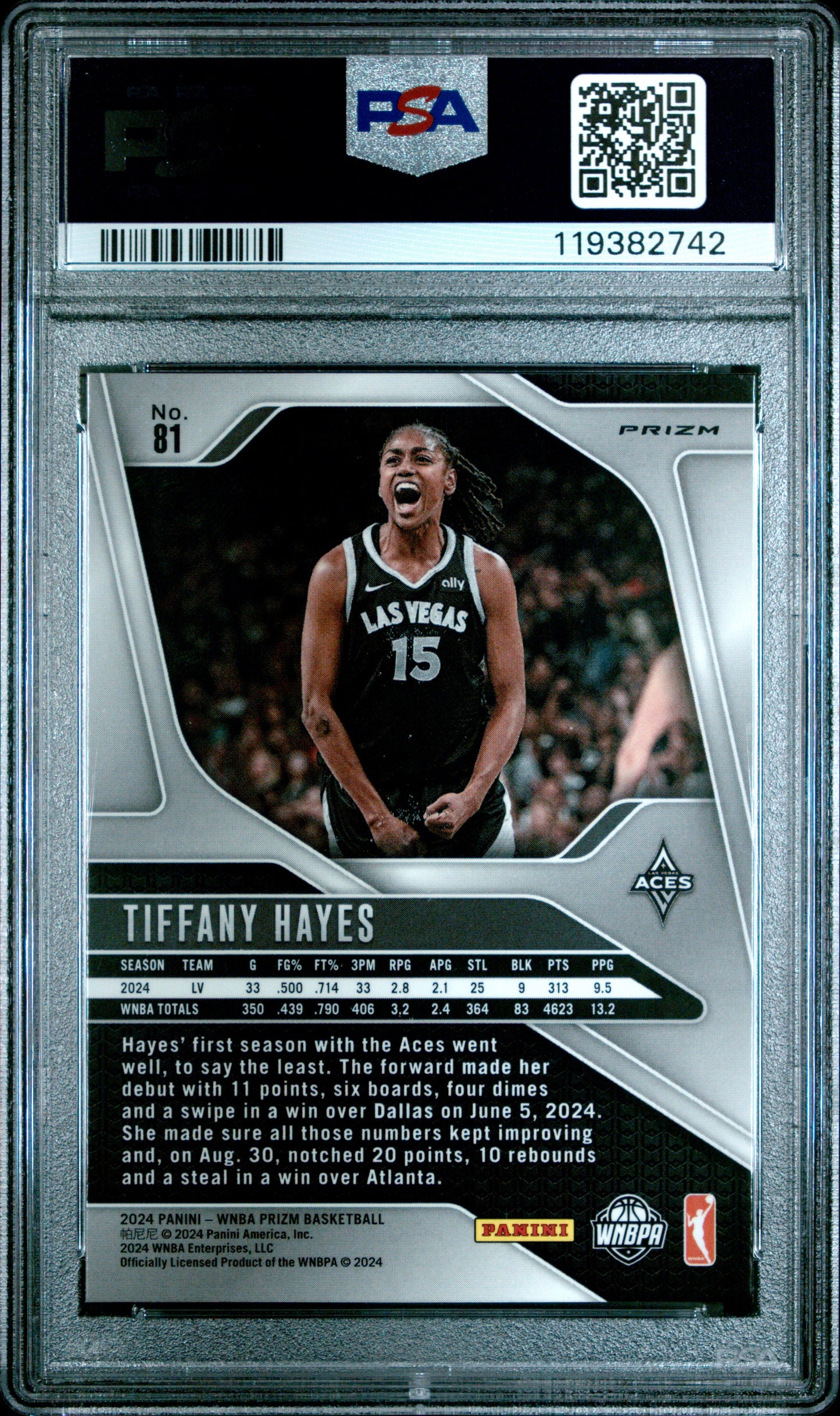 2024 Panini Prizm WNBA - Tiffany Hayes #81 - White Sparkle SSP - PSA