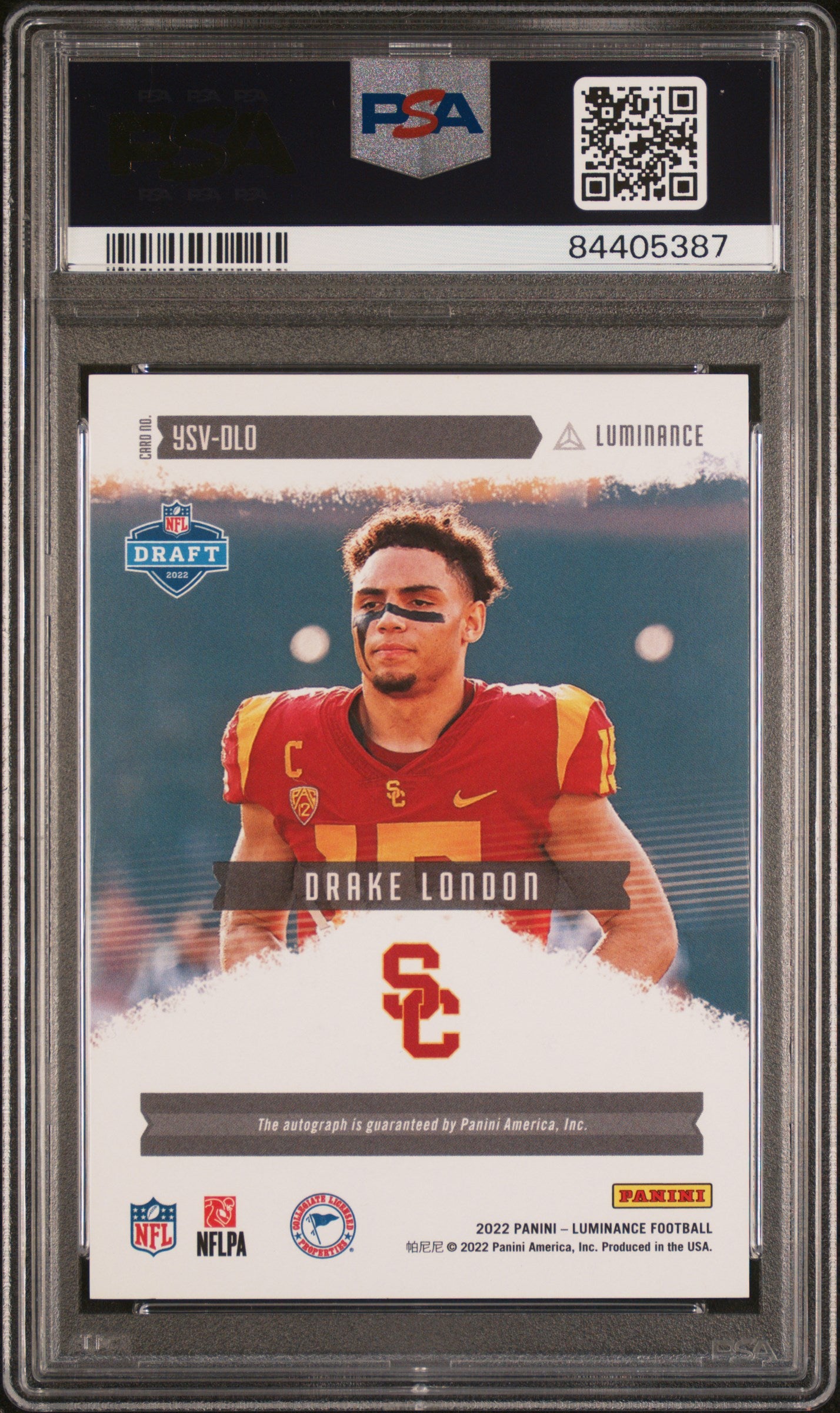 2022 Luminance - Drake London - Year One Sigs VARIATION RED AUTO - PSA 9 Auto 10