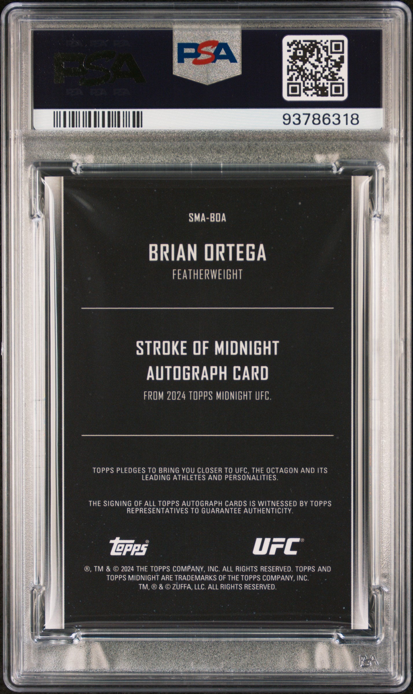 2024 Midnight UFC - Brian Ortega - Midnight Auto /5 -Daybreak /5 AUTO - PSA 10