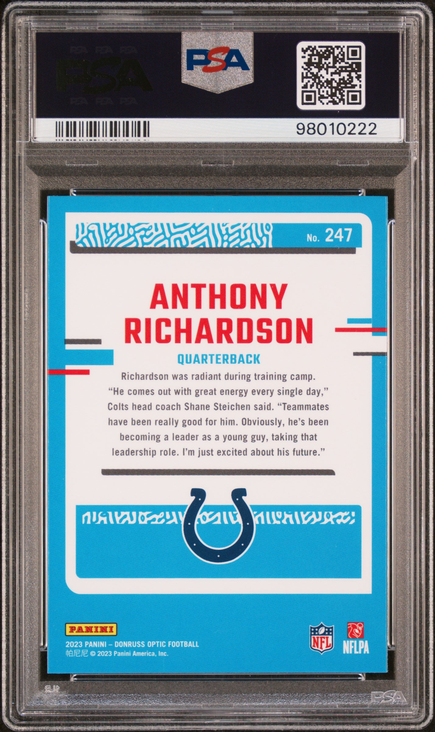 2023 Panini Donruss Optic Anthony Richardson #247 PSA 9