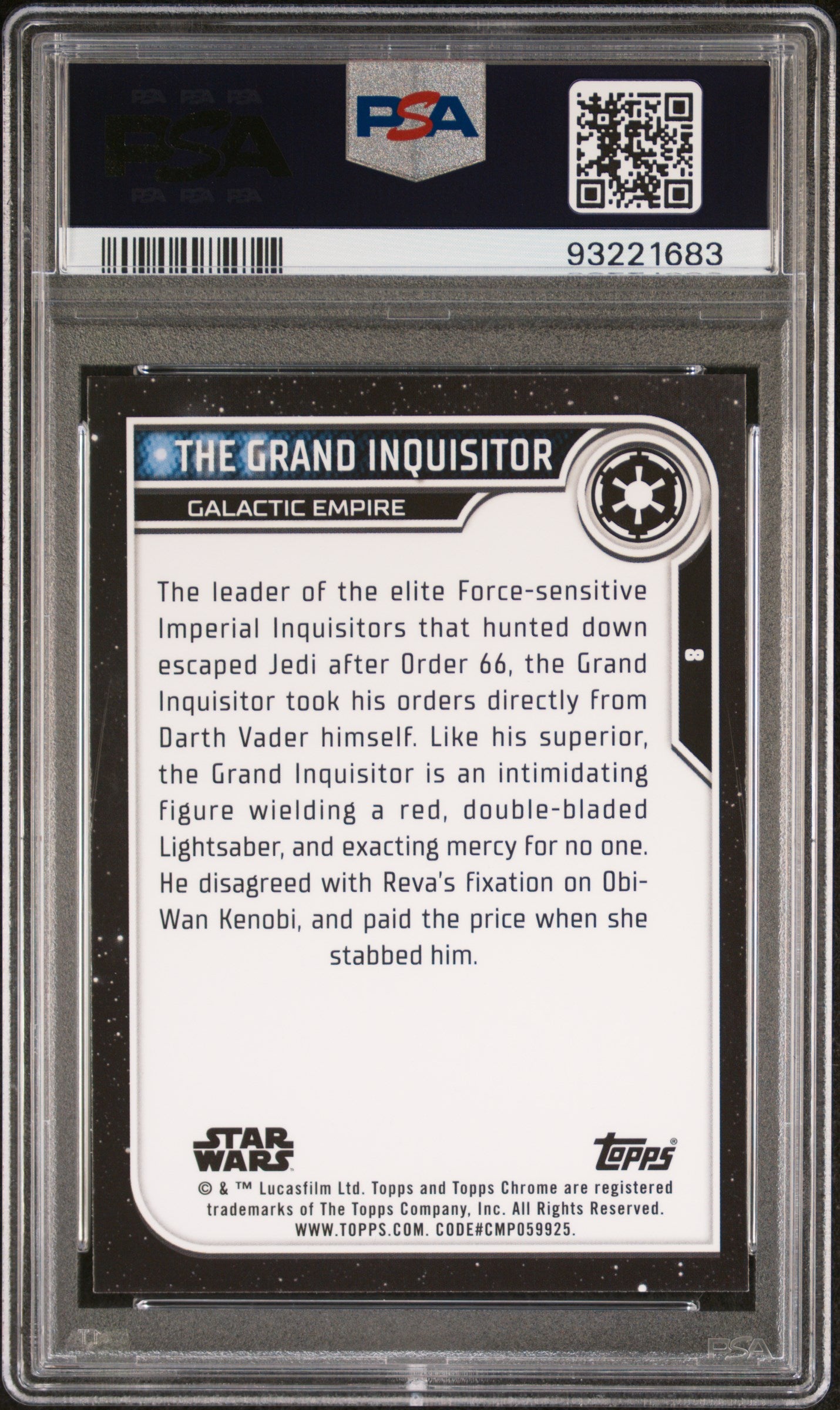 2023 Topps Chrome Star Wars The Grand Inquisitor #8 PSA 10