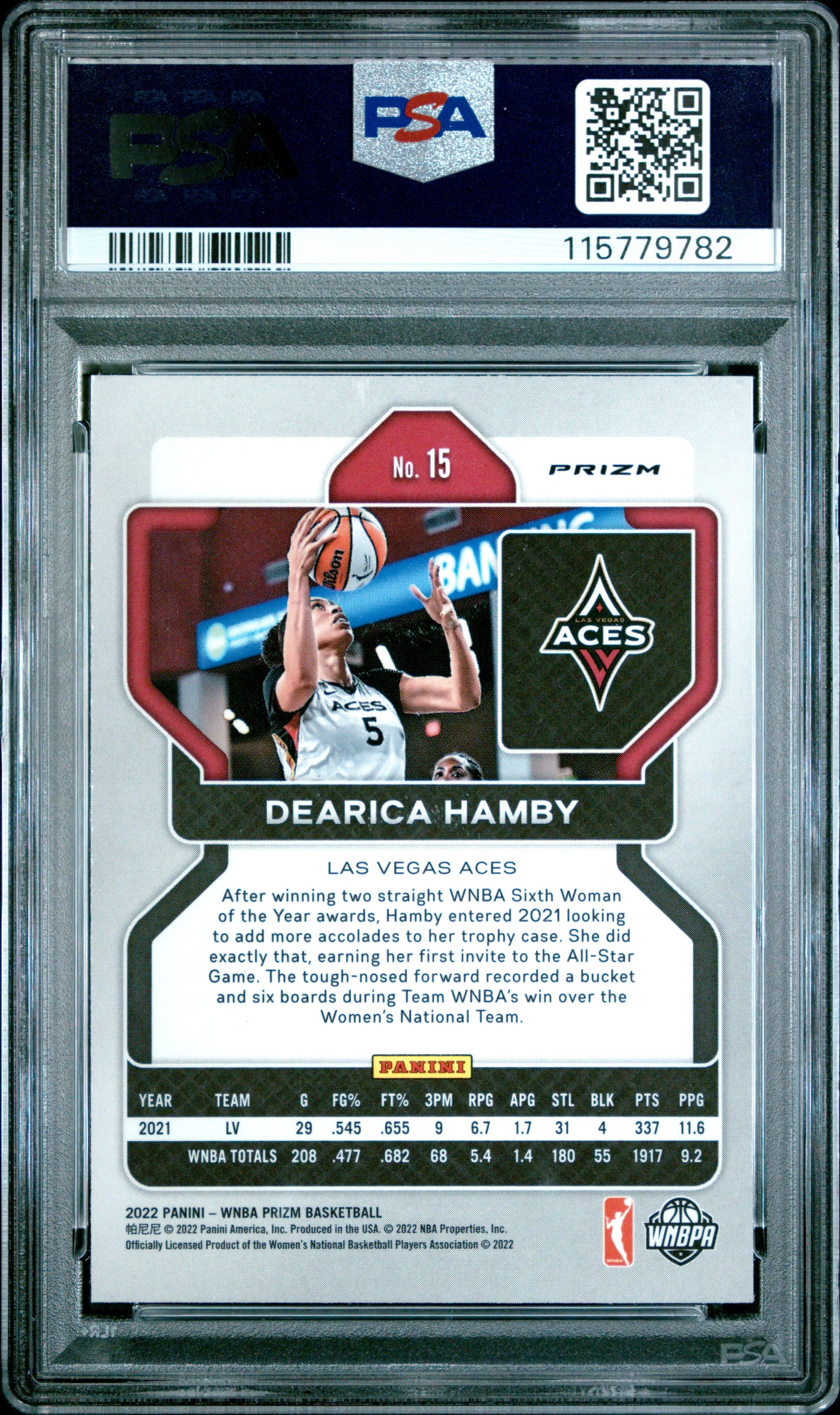 2022 Panini Prizm WNBA - Dearica Hamby #15 - White Sparkle SSP - PSA