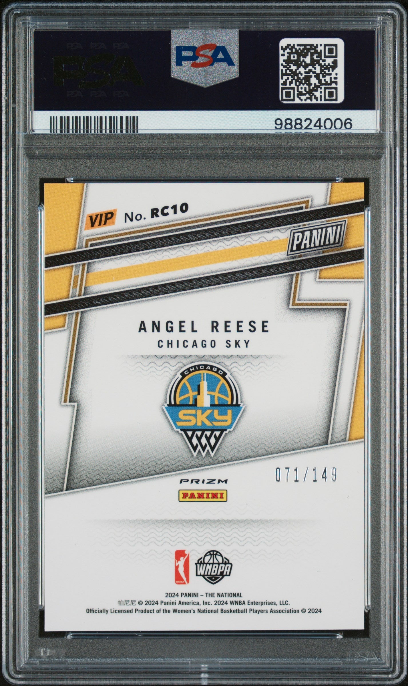 2024 Panini NSCC VIP Angel Reese /149 ROOKIE #RC10 Red Sparkle PSA 9