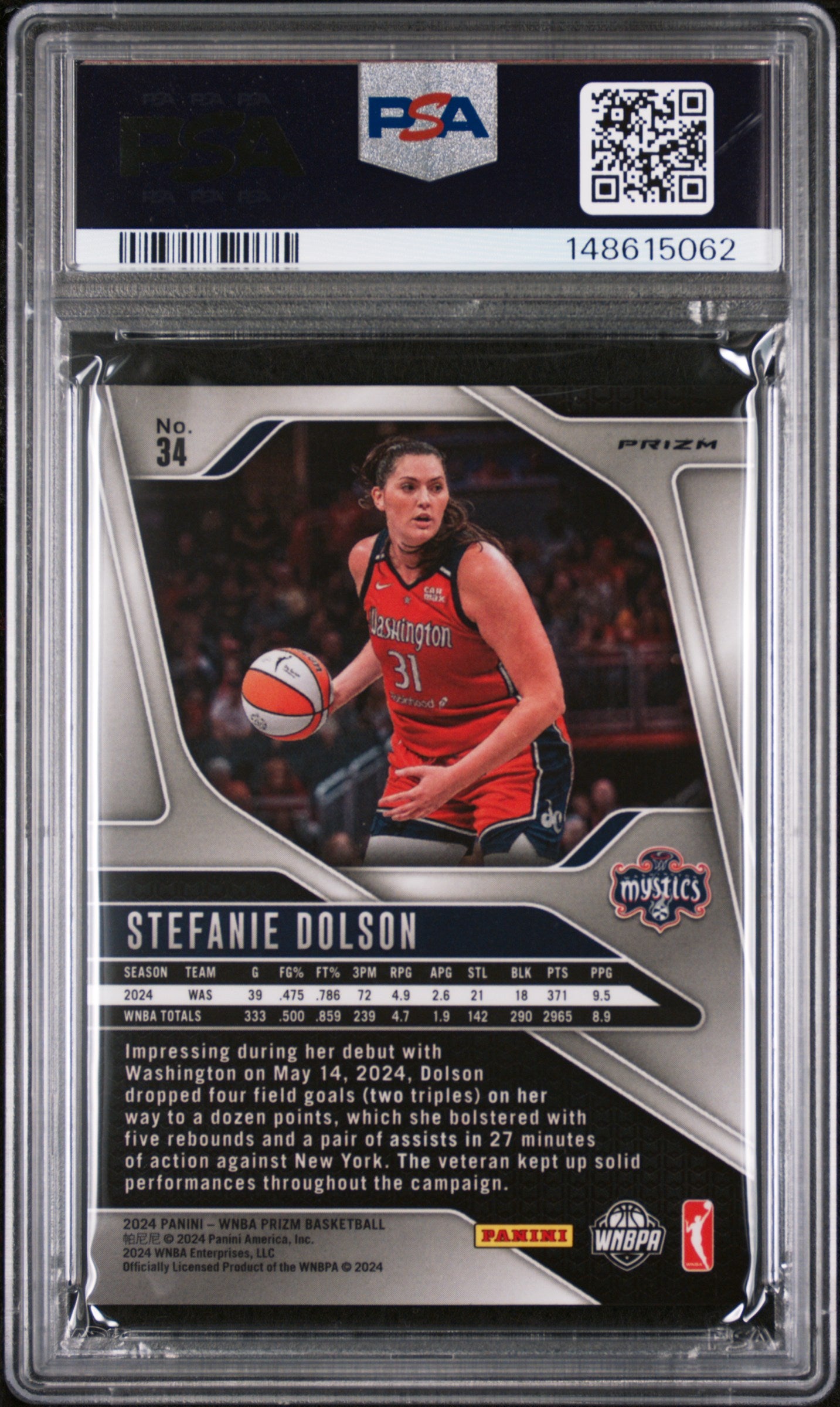 2024 Prizm WNBA - Stefanie Dolson #34 - Snakeskin SSP - PSA - Snakeskin SSP