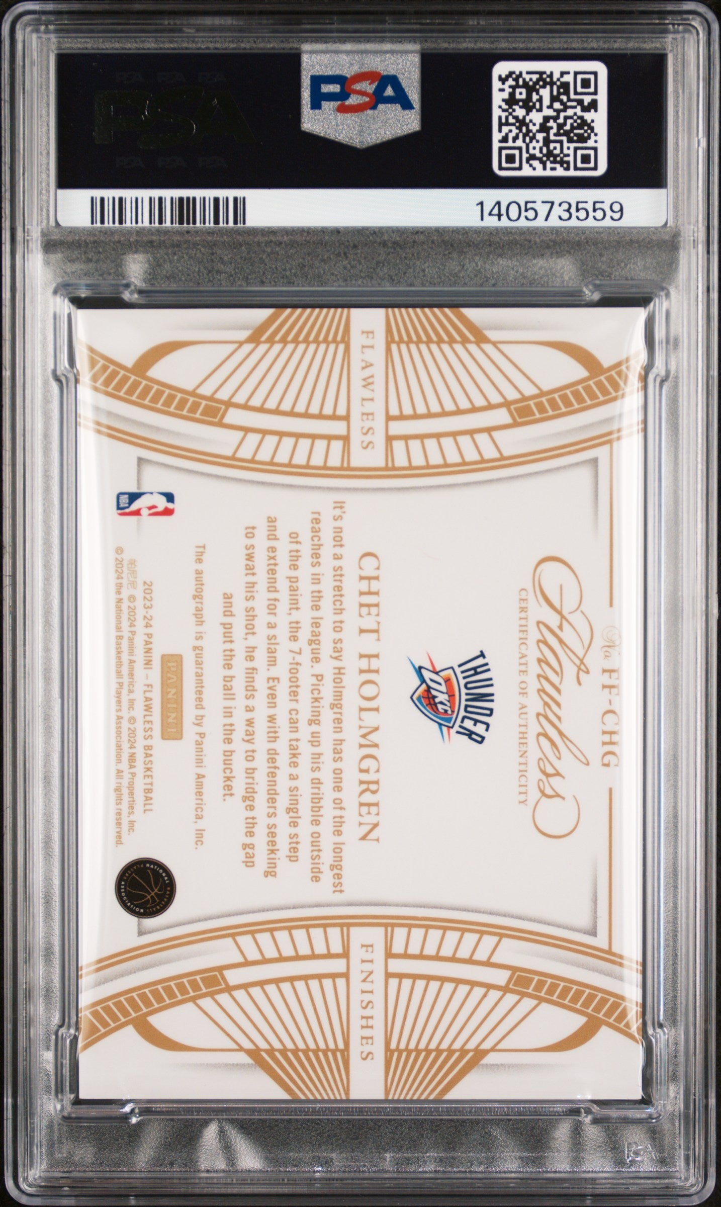 2023 Flawless -Chet Holmgren #FFCHG - Ruby AUTO /15 - AUTO /15 - PSA 9