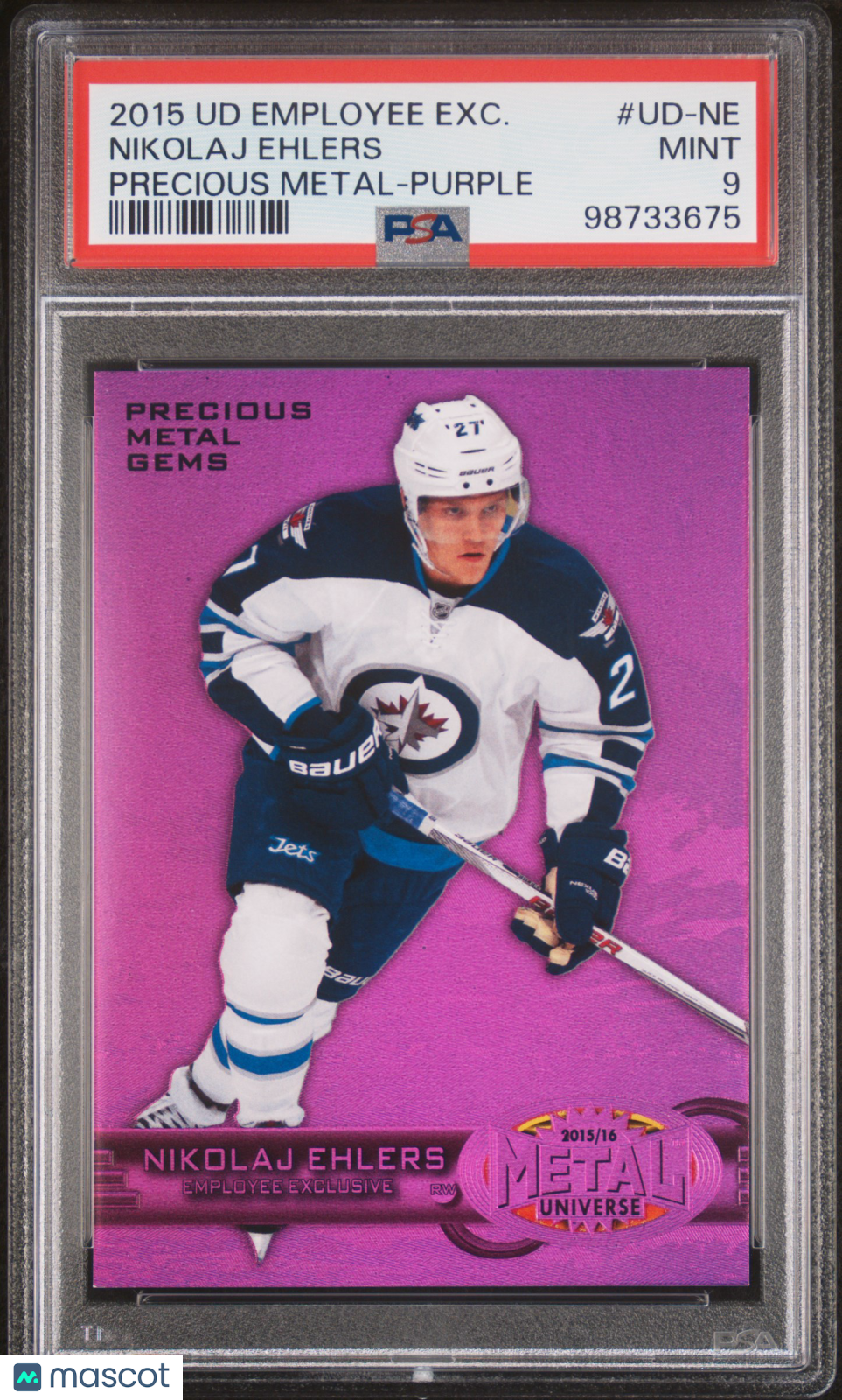 2015 Upper Deck Employee Exclusive Precious Metal-Purple Nikolaj Ehlers PSA 9