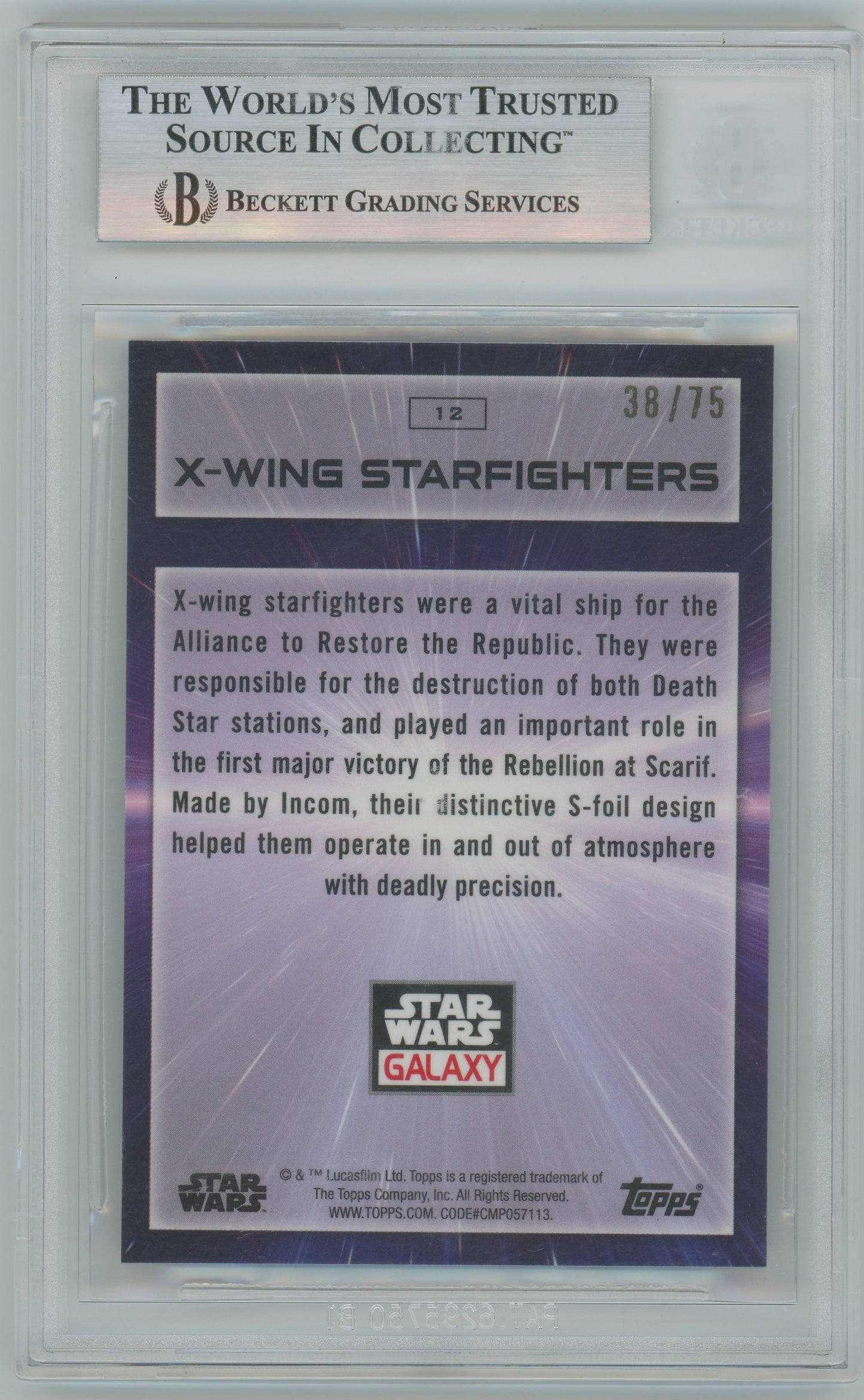 2022 Star Wars Galaxy Prism Refractors /75 - X-wing Starfighters - BGS 9 - /75