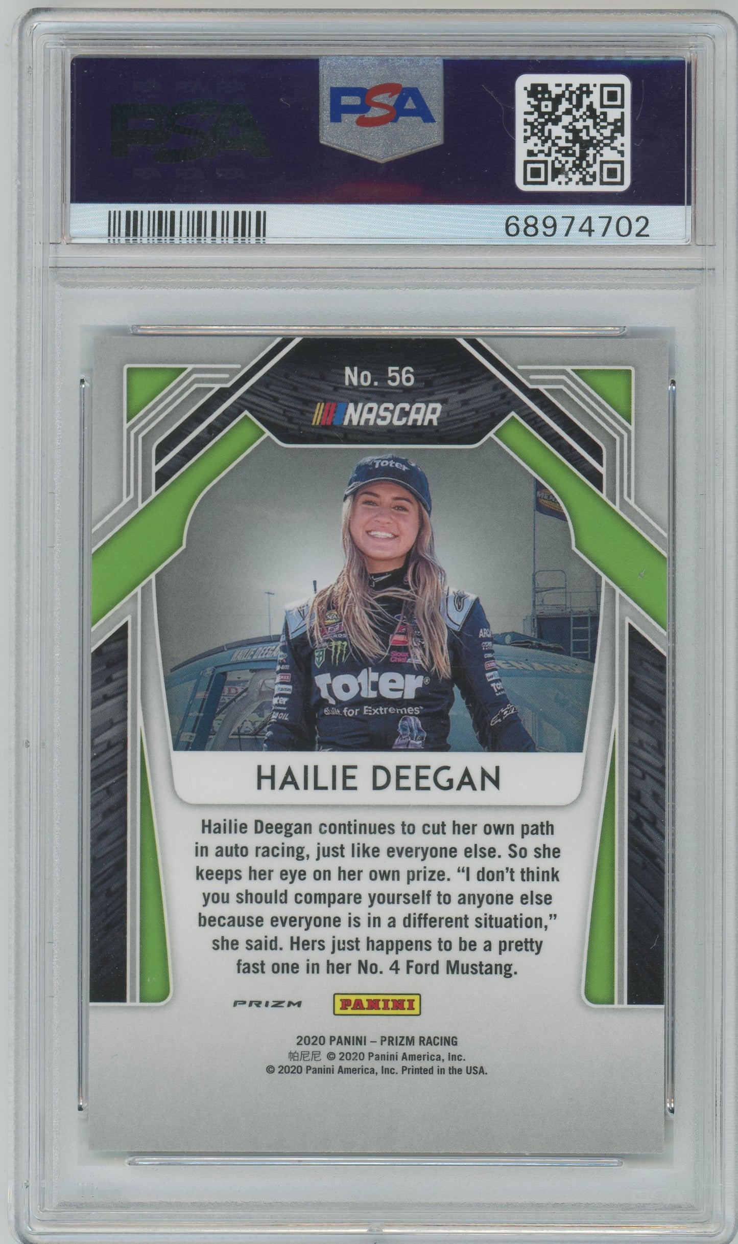 2020 Panini Prizm Racing Hailie Deegan #56 Red & Blue Hyper PSA 9