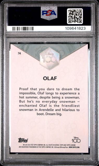 OLAF - 2023 Disney 100 Chrome - Purple Refractor /299 - Olaf 111/299 - PSA 9
