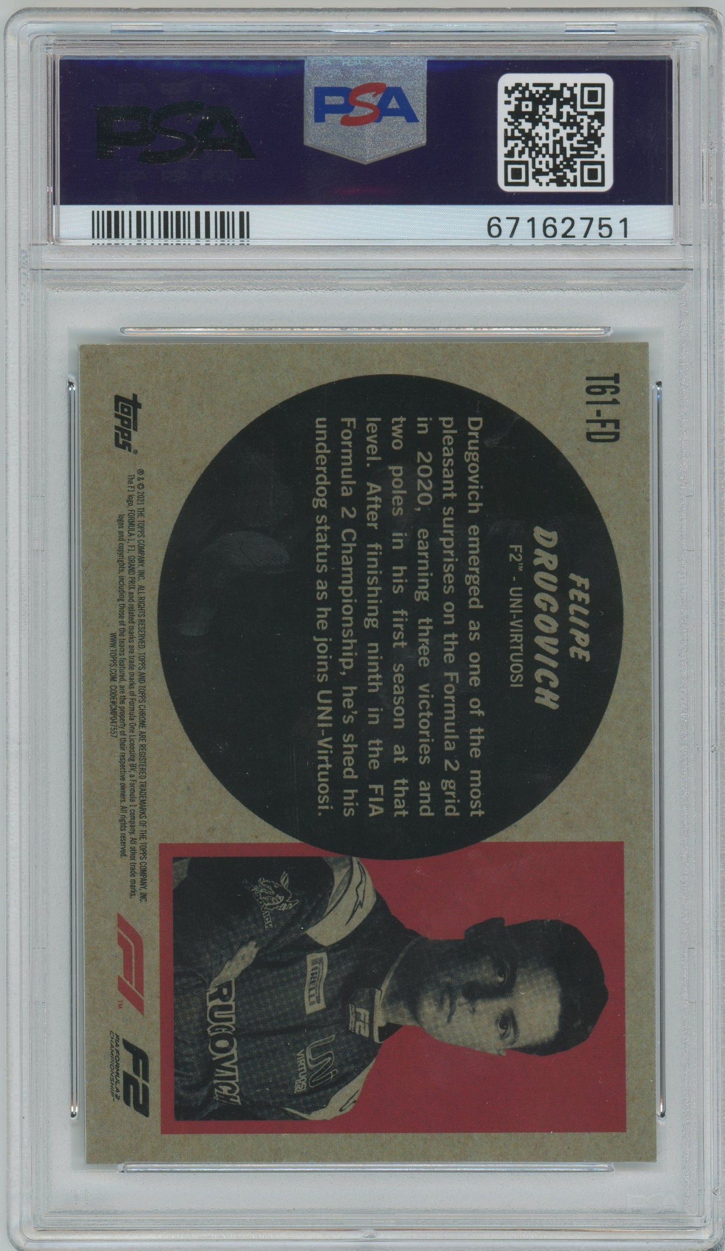 2021 Topps Chrome Formula 1 1961 Topps Sports Cars Felipe Drugovich #T61FD PSA 9