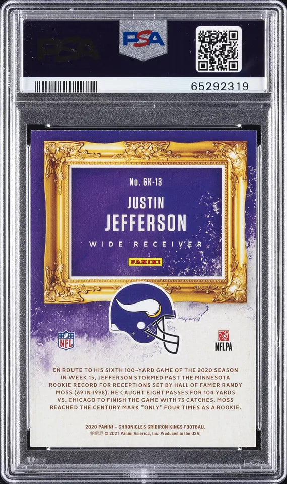 2020 Panini Chronicles Gridiron Kings Justin Jefferson ROOKIE #GK13 Pink PSA 9