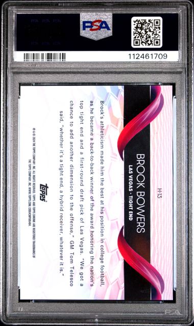 2024 Topps Chrome NFL - Brock Bowers #H13 - Helix Rookie - ROOKIE HELIX - PSA 10