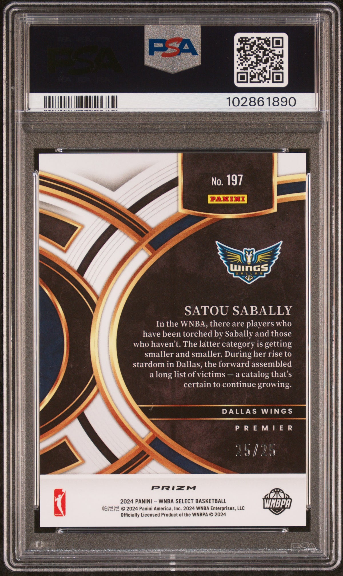 2024 Panini Select WNBA Satou Sabally #197 Tie Dye Prizm - /25 PSA 10 - /25