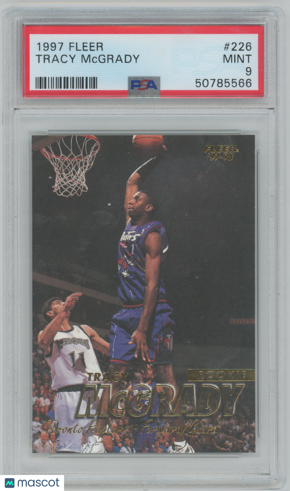 1997 Fleer #226 - Tracy McGrady - Raptors ROOKIE HOF - PSA 9
