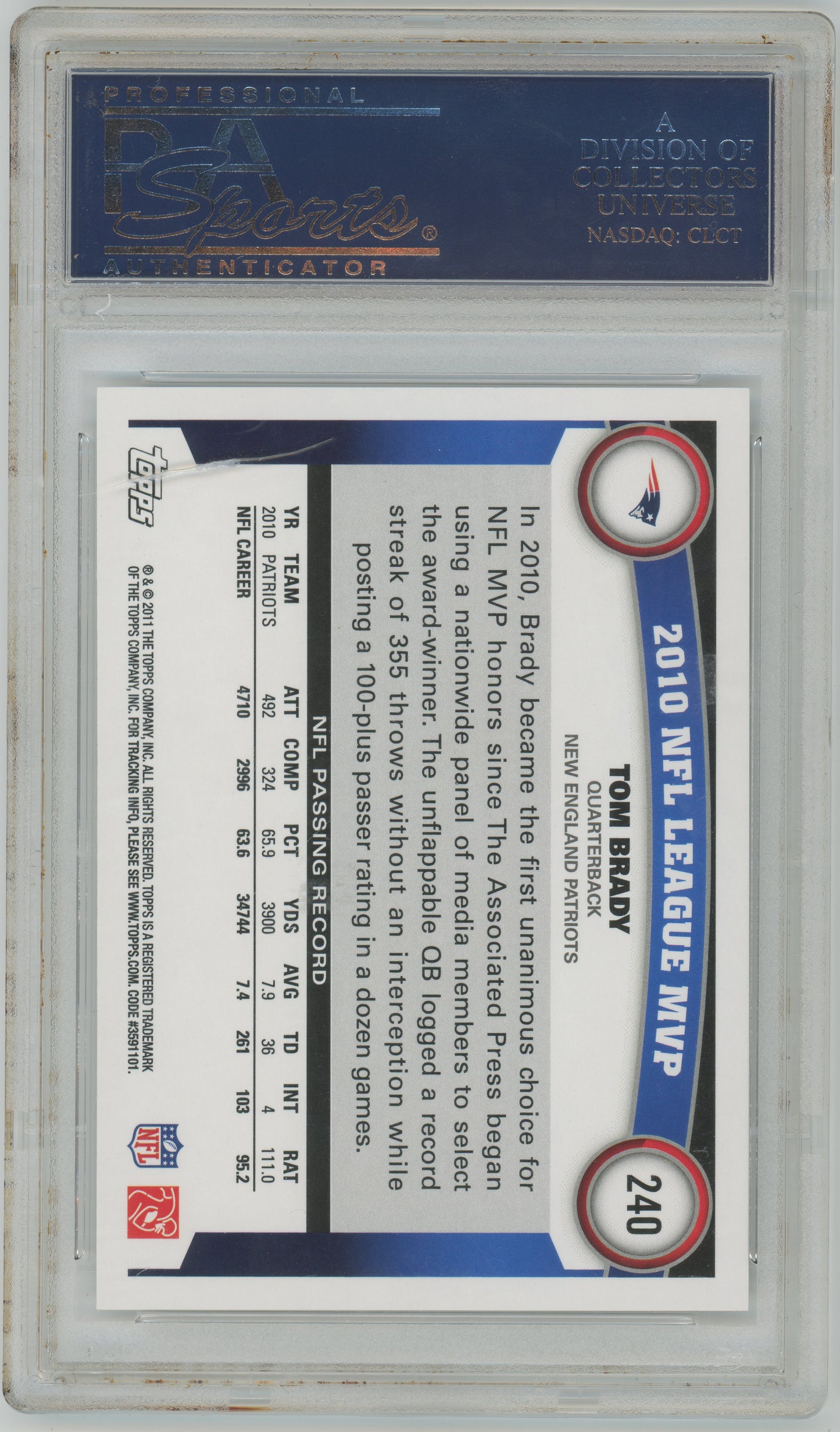 2020 Panini Contenders MVP Contenders #MCTBR Tom Brady Buccaneers PSA 9
