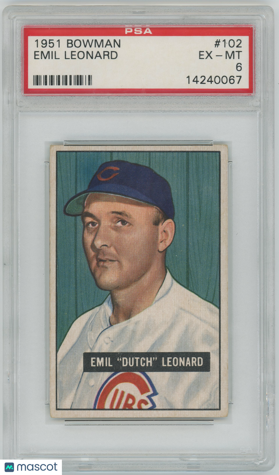 1951 Bowman #102 Emil Leonard Chicago Cubs PSA 6 EX-MT