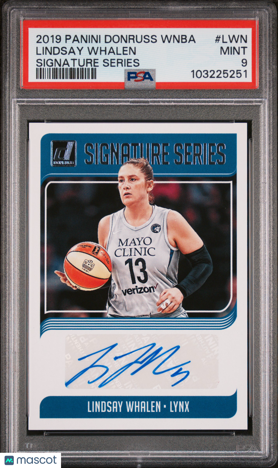 2019 Panini Donruss WNBA LINDSAY WHALEN Signed HOF Signature Series PSA 9