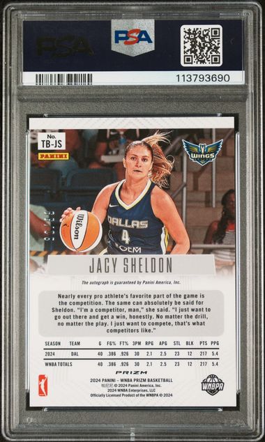 2024 Panini WNBA - Red Prizm AUTO /99 - Jacy Sheldon ROOKIE AUTO /99 - PSA