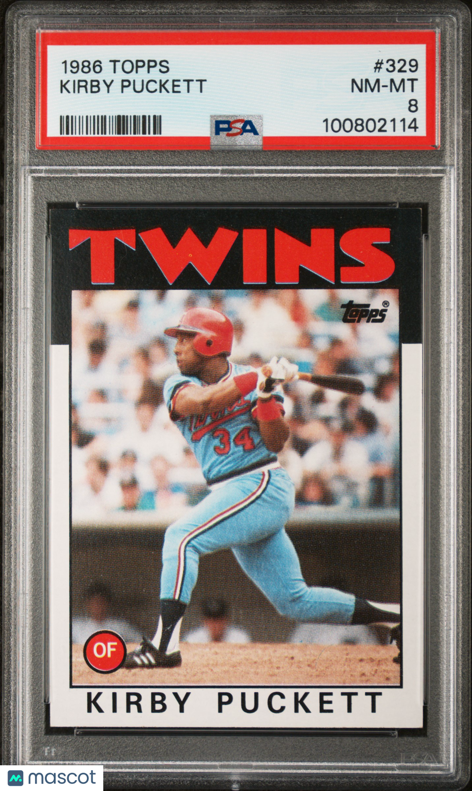 1986 Topps #329 Kirby Puckett Minnesota Twins HOF PSA 8 NM-MT
