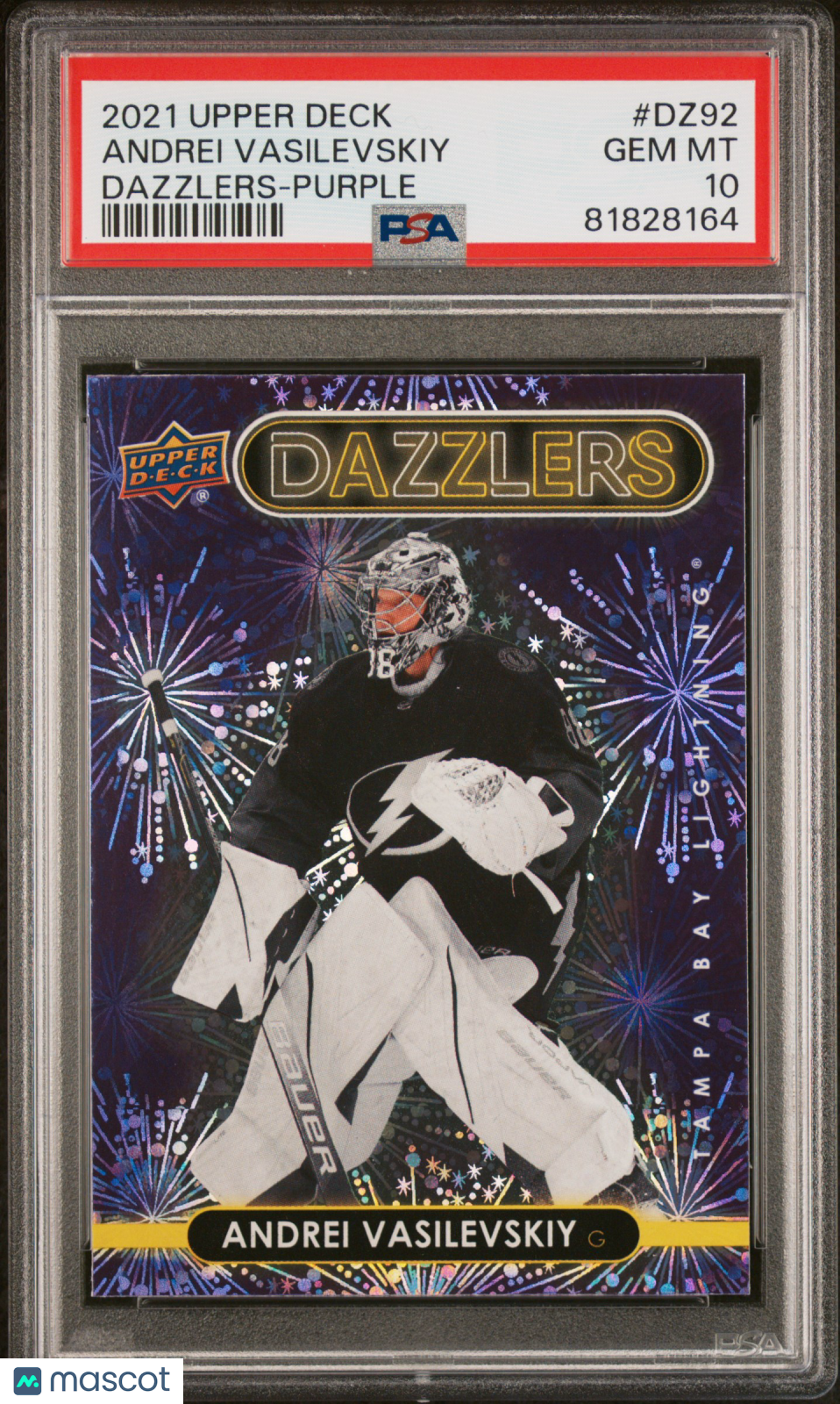 2021 Upper Deck Hockey Dazzlers Purple #DZ92 Andrei Vasilevskiy Lighting PSA 10