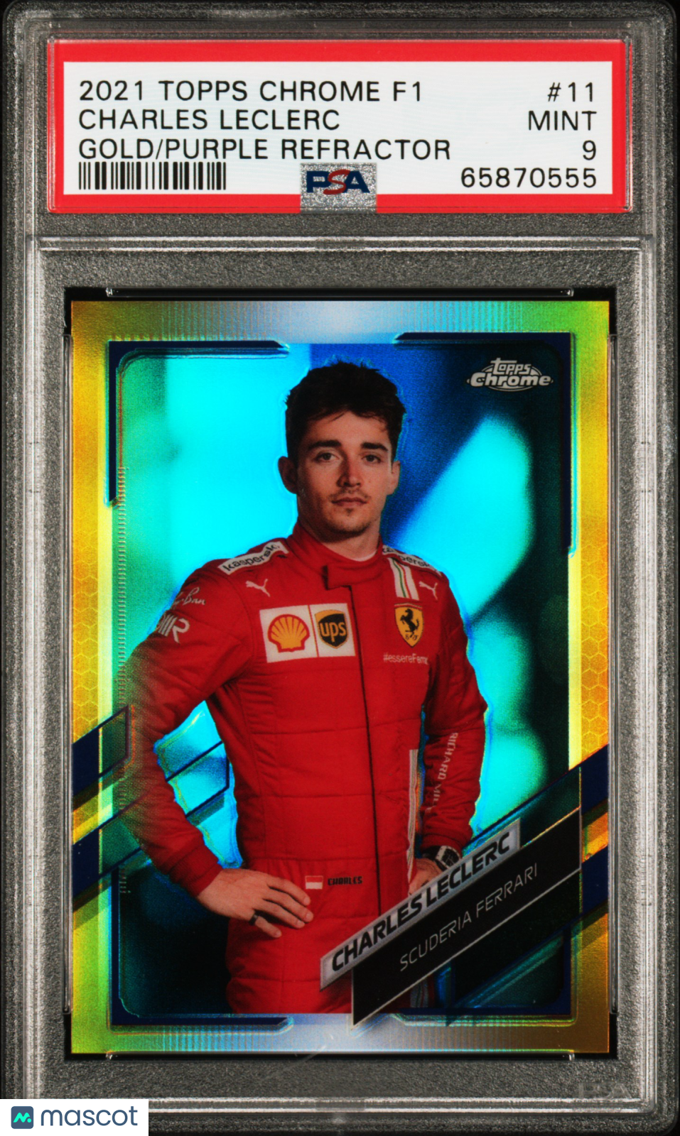 2021 Topps Chrome Formula 1 Charles Leclerc #11 Gold Purple Refractor PSA 9