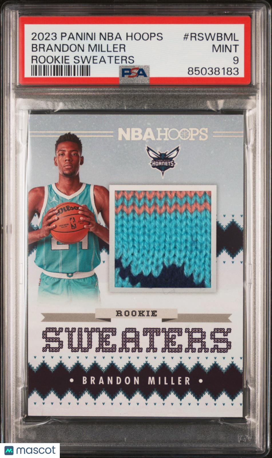 2023 Panini NBA Hoops Rookie Sweaters Brandon Miller #RSWBML PSA 9