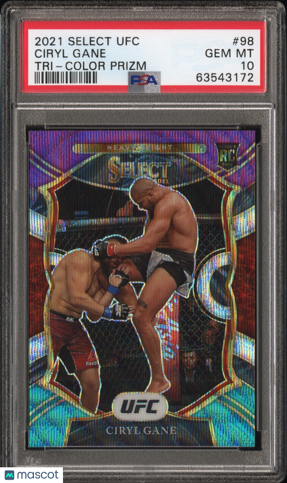 2021 Panini Select UFC Ciryl Gane #98 Tri Color Prizm PSA 10