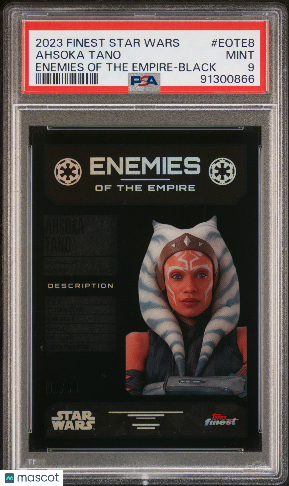 2023 Topps Star Wars - Enemies Of The Empire /10 - Ahsoka Tano BLACK /10 - PSA