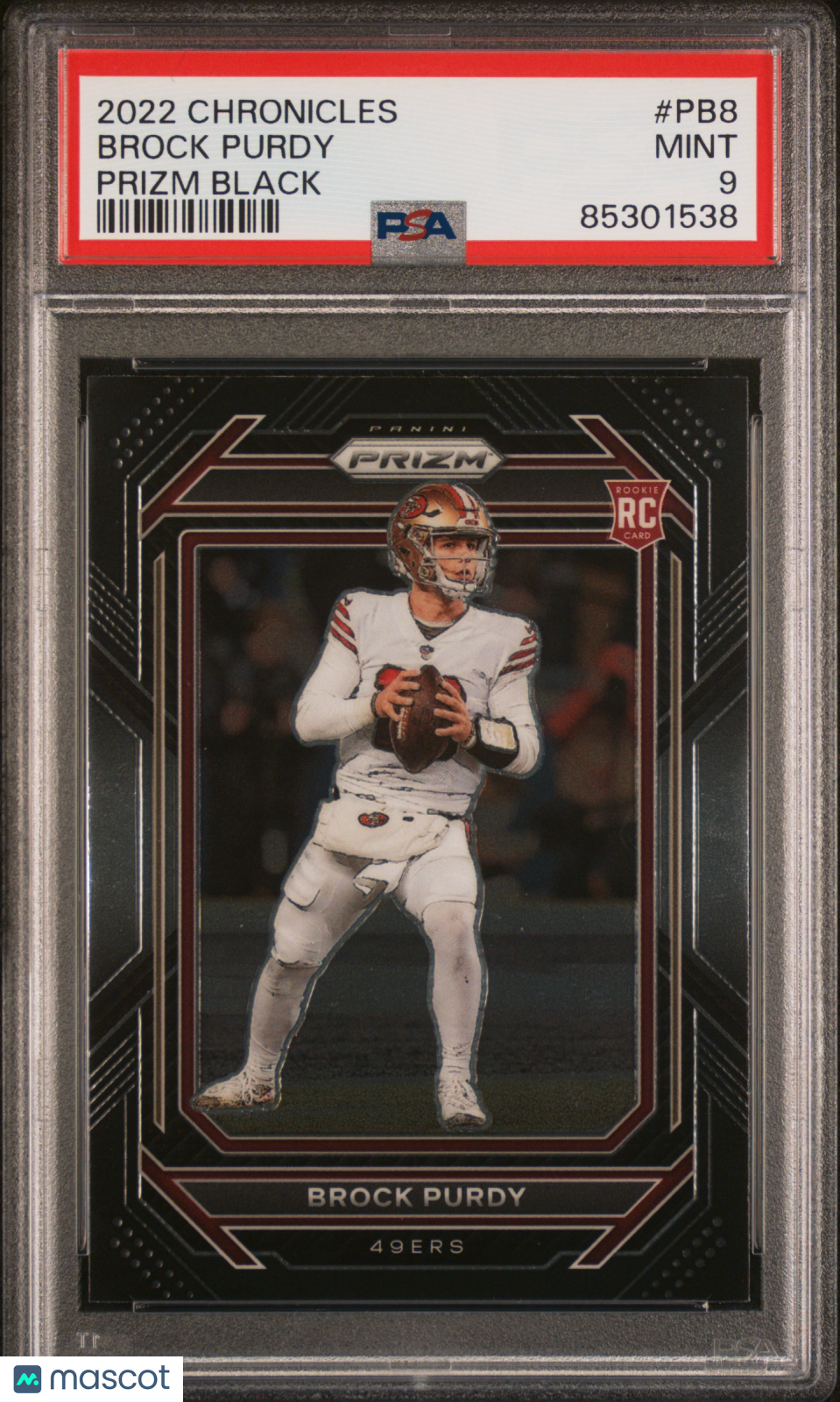 2022 Panini Chronicles - Prizm Black - Brock Purdy #PB8 - ROOKIE - PSA 9