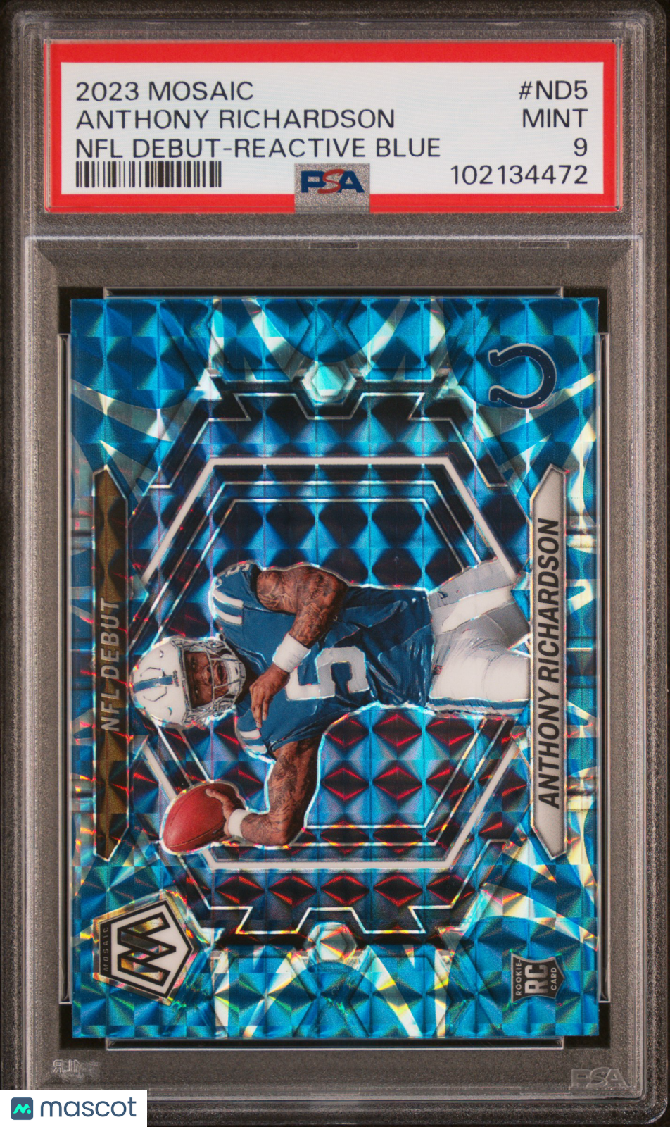 2023 Panini Mosaic NFL Debut Anthony Richardson #ND5 Reactive Blue PSA 9 ROOKIE