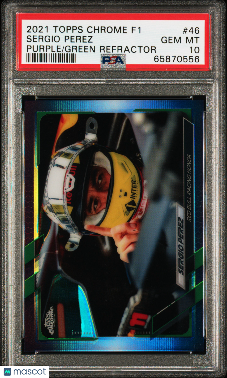 2021 Topps Chrome Formula 1 Sergio Perez #46 Purple Green Refractor PSA 10