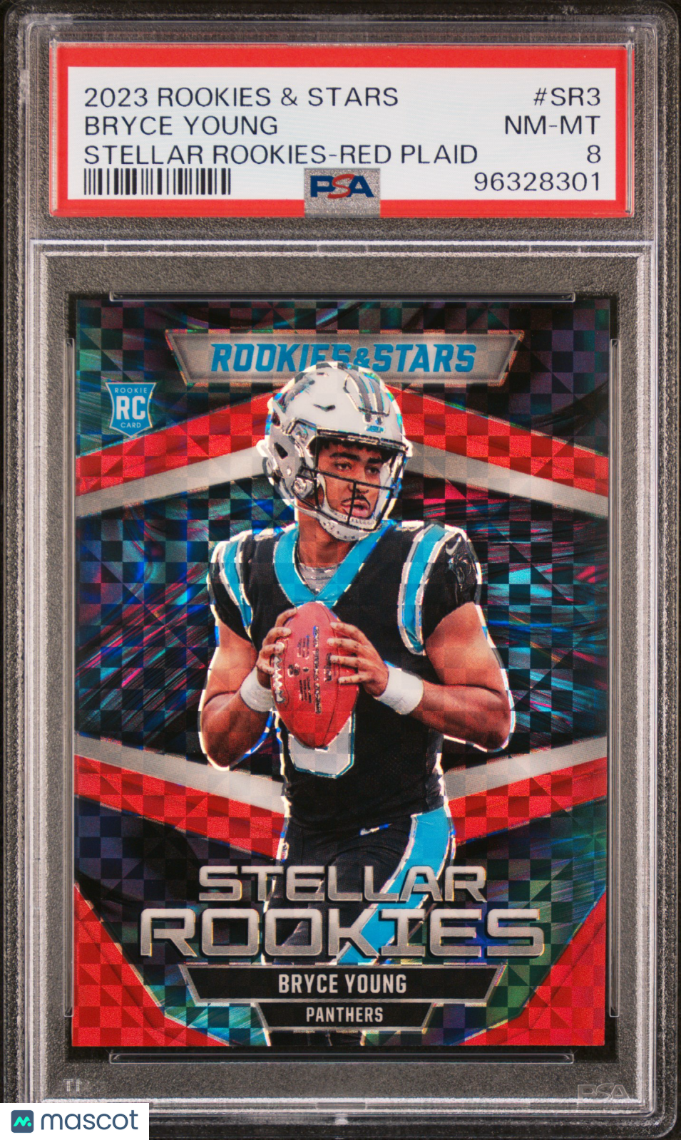2023 Panini Rookies & Stars Stellar Rookies Bryce Young #SR3 Red Plaid PSA 8