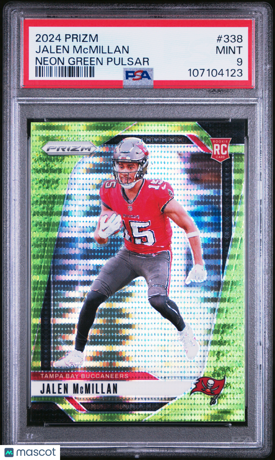 2024 Panini Prizm #338 - Jalen Mcmillan - ROOKIE - Neon Green Pulsar - PSA 9