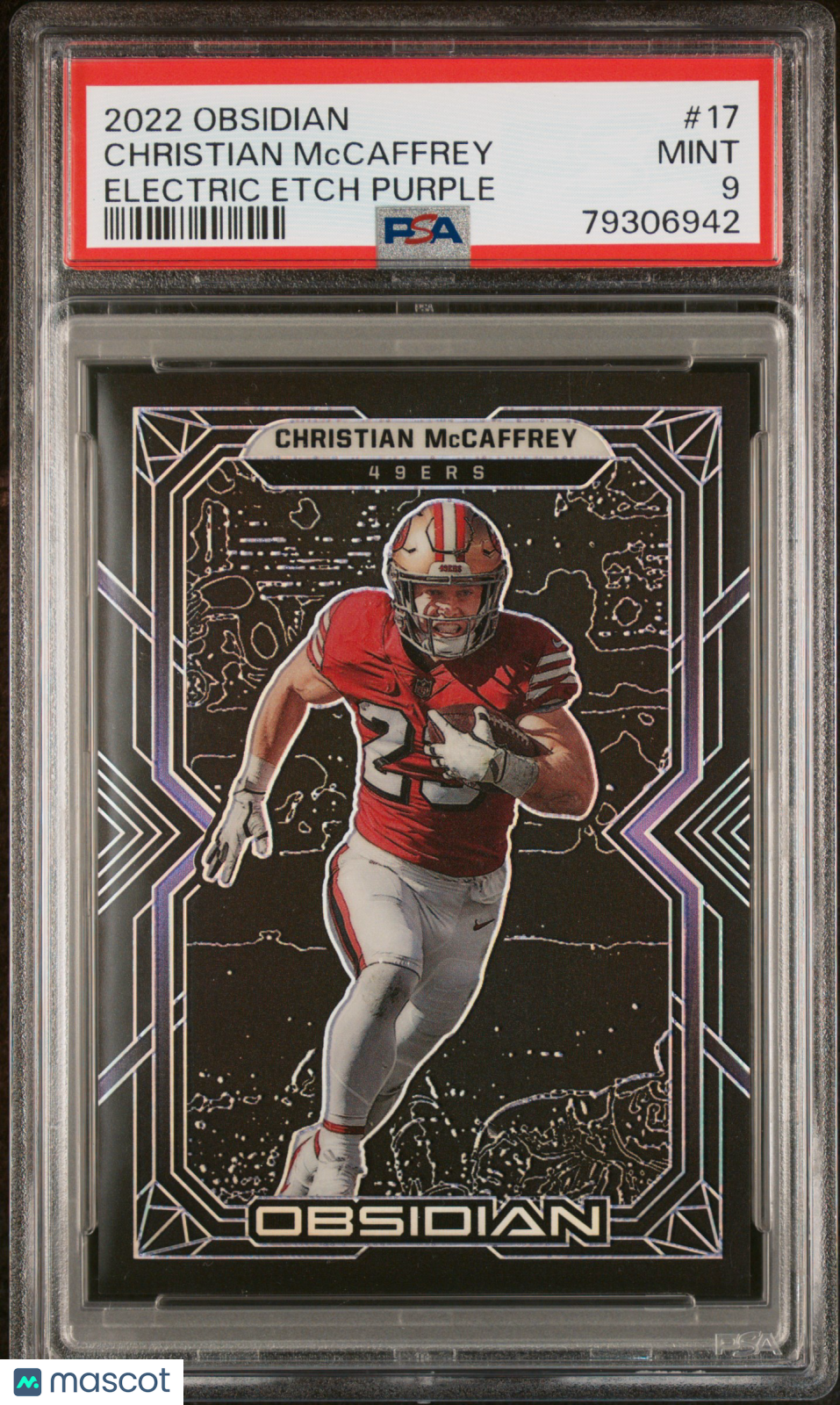 2022 Panini Obsidian Christian Mccaffrey Electric Etch Purple - /100 PSA 9 -/100