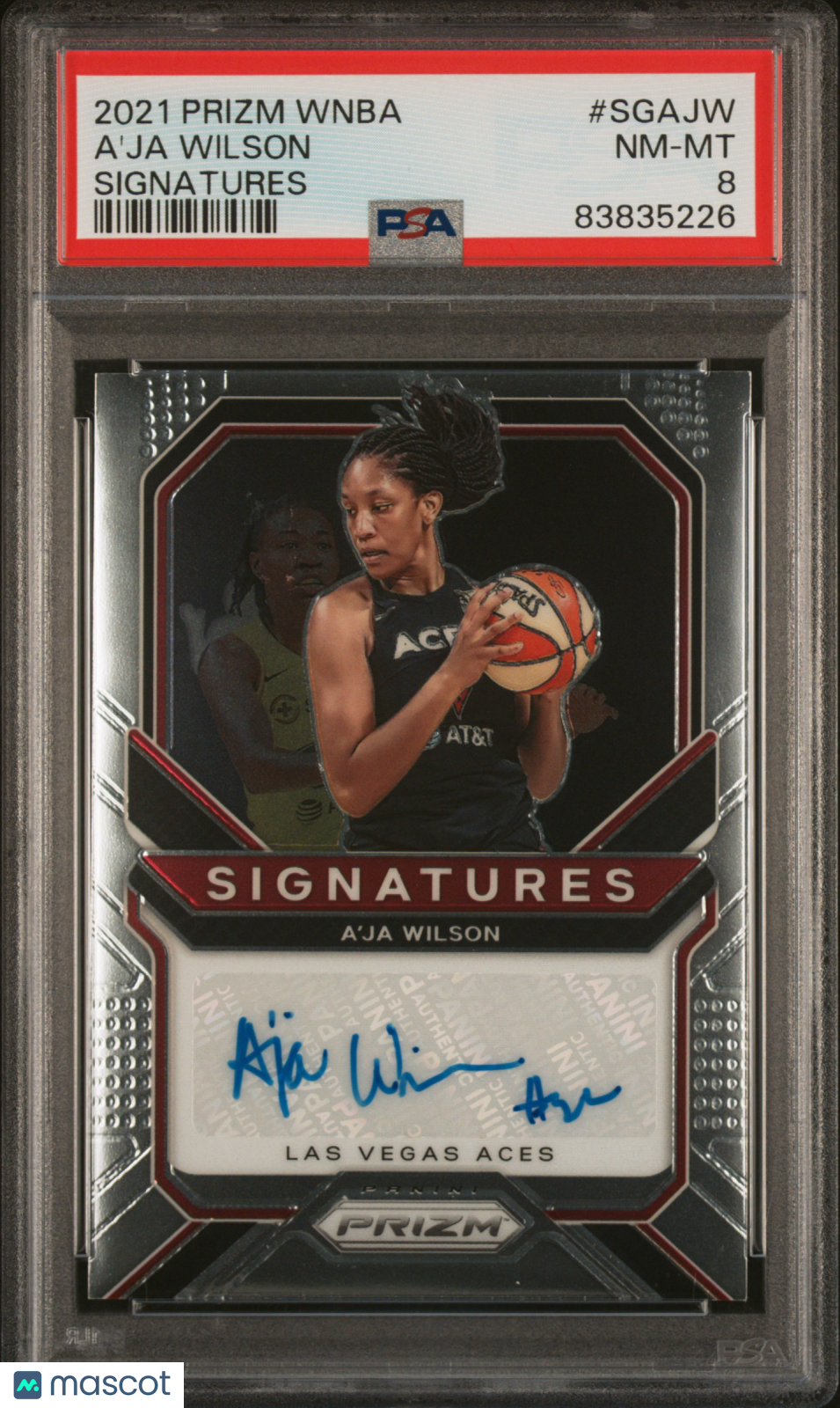 2021 Panini Prizm WNBA Signatures A'ja Wilson #SGAJW Signatures PSA 8