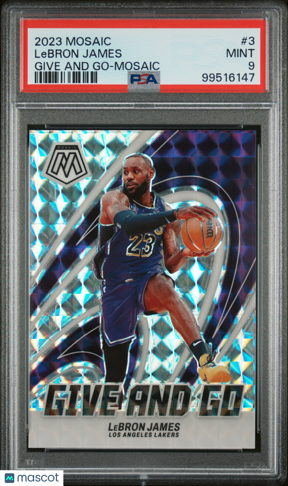 2023 Panini Mosaic Give And Go LeBron James #3 PSA 9