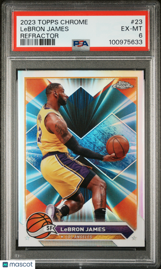 2023 Topps Chrome Refractor #23 LeBron James Los Angeles Lakers PSA 6 EX-MT