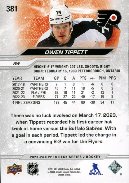 2023 Upper Hockey - Owen Tippett #381 - Silver Outburst - OUTBURST SILVER