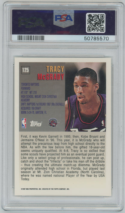 1997 Topps #125 - Tracy McGrady - Raptors ROOKIE HOF - PSA