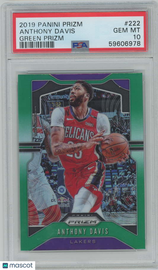 2019 Panini Prizm Anthony Davis #222 Green PSA 10