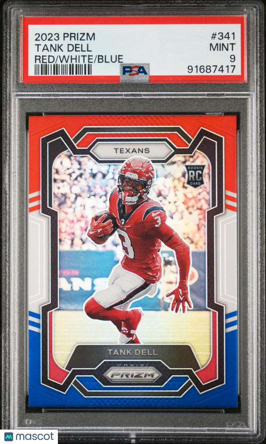 2023 Panini Red White Blue Prizm #341 Tank Dell Texans RC Rookie PSA 9 MINT
