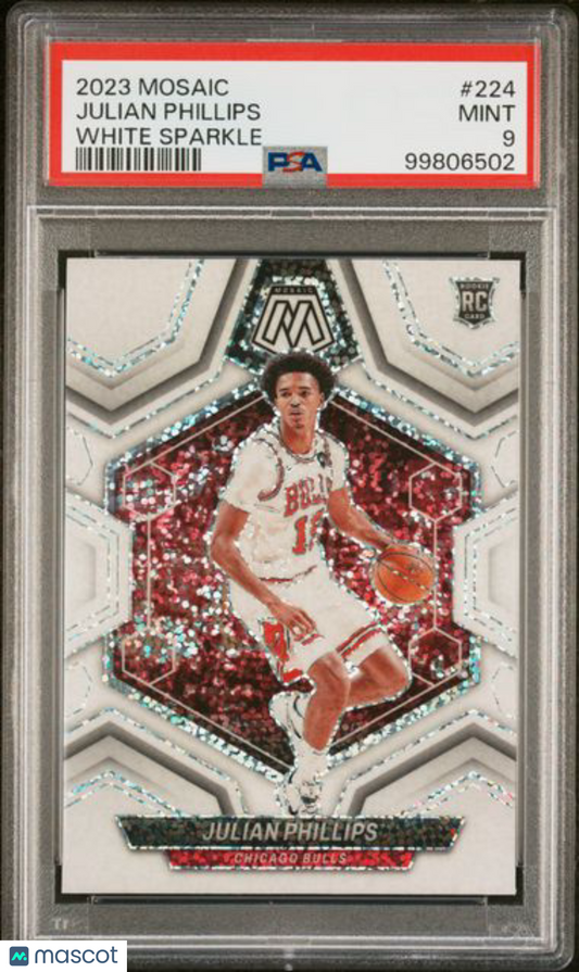 2023 Mosaic White Sparkle - #224 Julian Phillips Bulls - ROOKIE - PSA 9