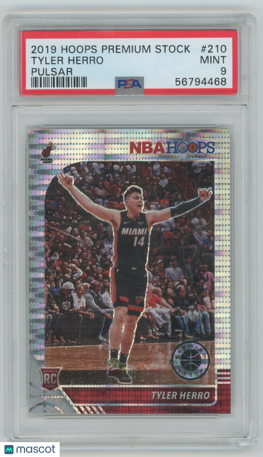 2019 Hoops Premium Stock Pulsar Prizm #210 Tyler Herro Heat RC Rookie PSA 9