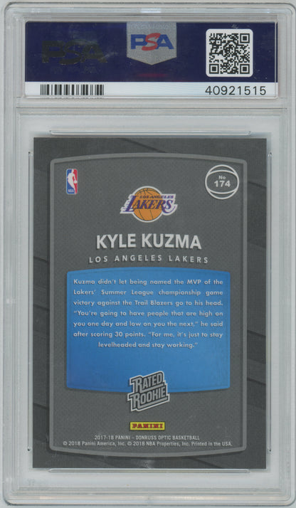 2017 Panini Donruss Optic - Kyle Kuzma #174 - ROOKIE - Red/Yellow -  PSA 10