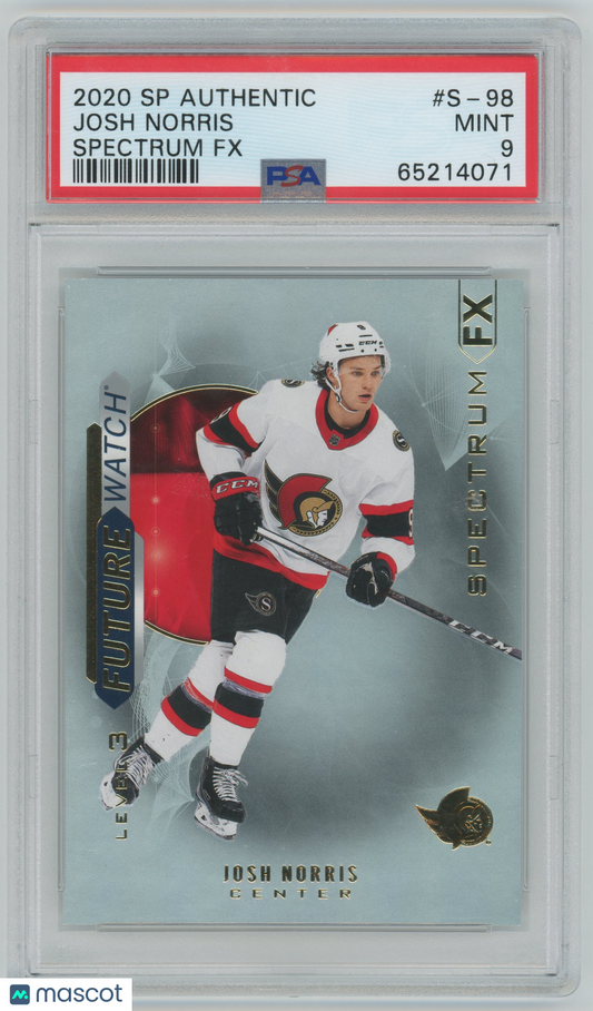 2020 SP Authentic Spectrum FX Josh Norris Future Watch ROOKIE #S-98 PSA 9
