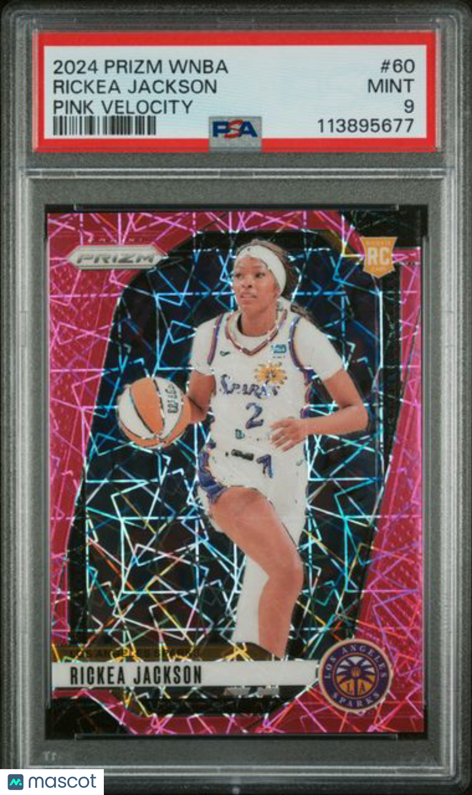 2024 Panini WNBA - Pink Velocity Prizm /79 - Rickea Jackson - ROOKIE /79 - PSA 9