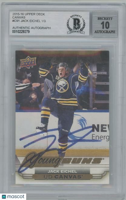 2015-16 Upper Deck Canvas Jack Eichel #C91 BGS Auto 10