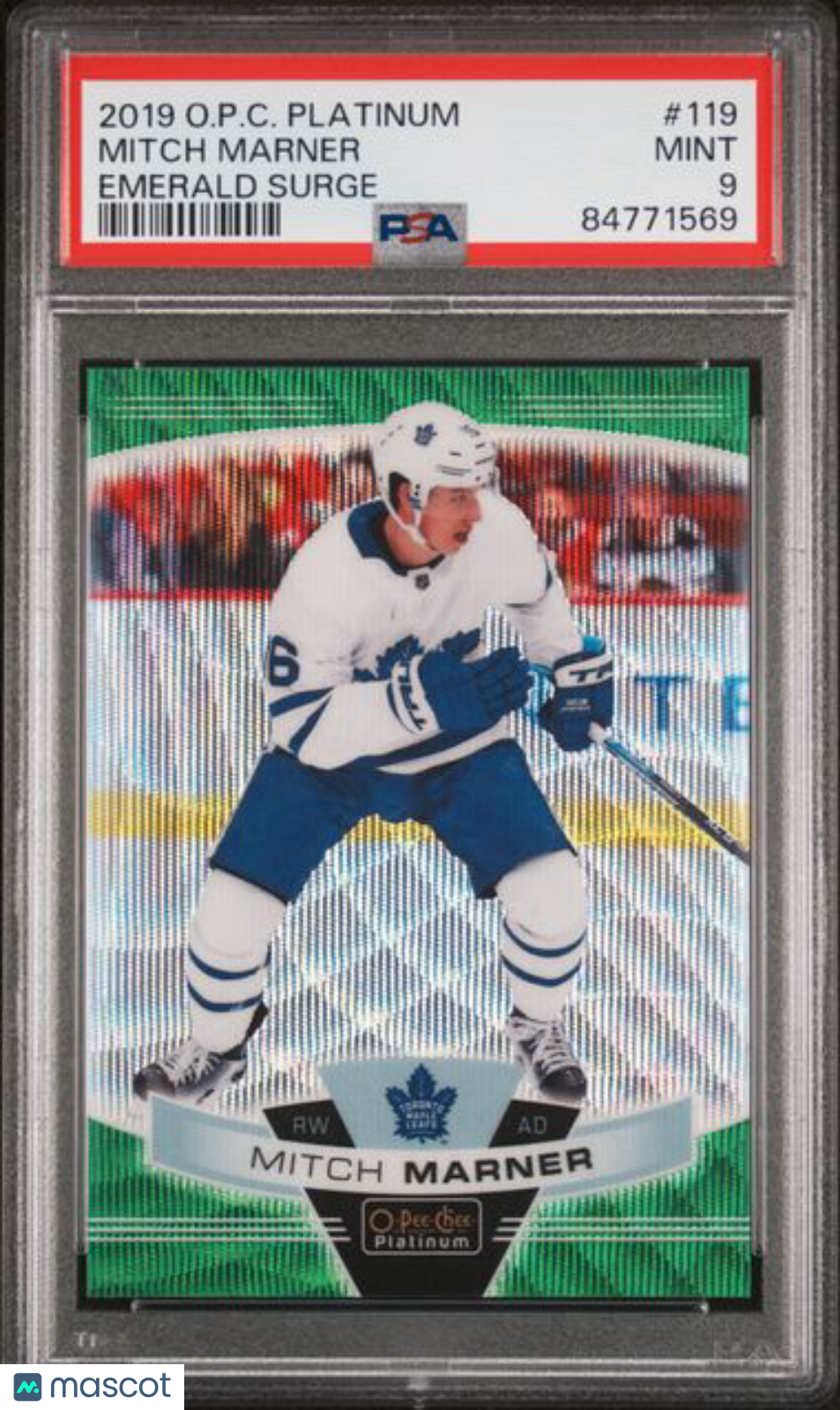 2019 O-Pee-Chee Platinum - Mitch Marner #119 - Emerald Surge /10 - PSA - /10
