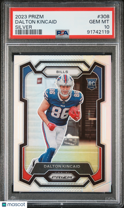2023 Panini Silver Prizm #308 Dalton Kincaid Buffalo Bills RC Rookie PSA 10